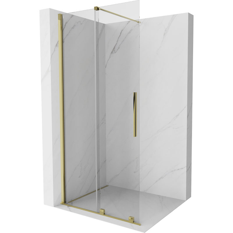 Mexen Velar prūdų sienelė su stumdomu Walk-in 80 x 200 cm, skaidrus 8 mm, auksinis - 871-080-000-03-50