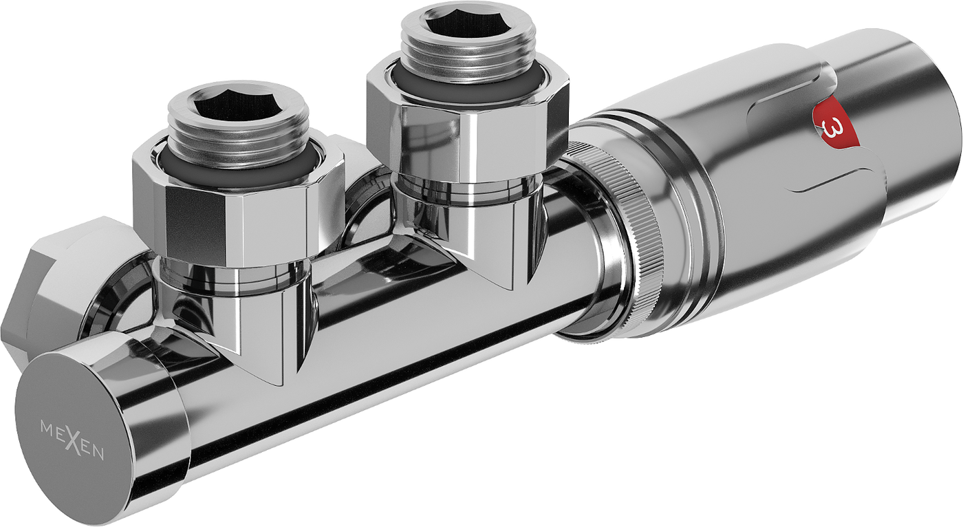 Mexen G00 termostatinis kampinis rinkinys, Duplex, DN50, chromas - W907-900-01