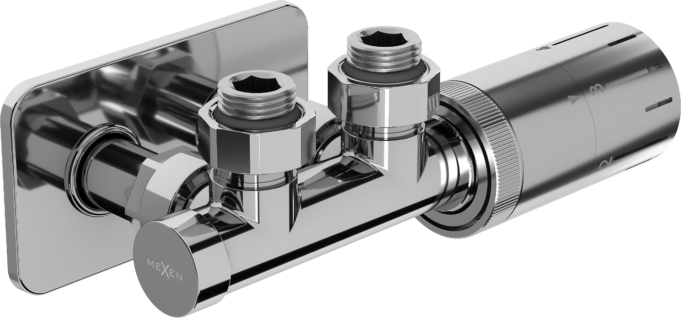 Mexen G05 termostatinis kampinis rinkinys su danga S, Duplex, DN50, chromuotas - W907-958-910-01