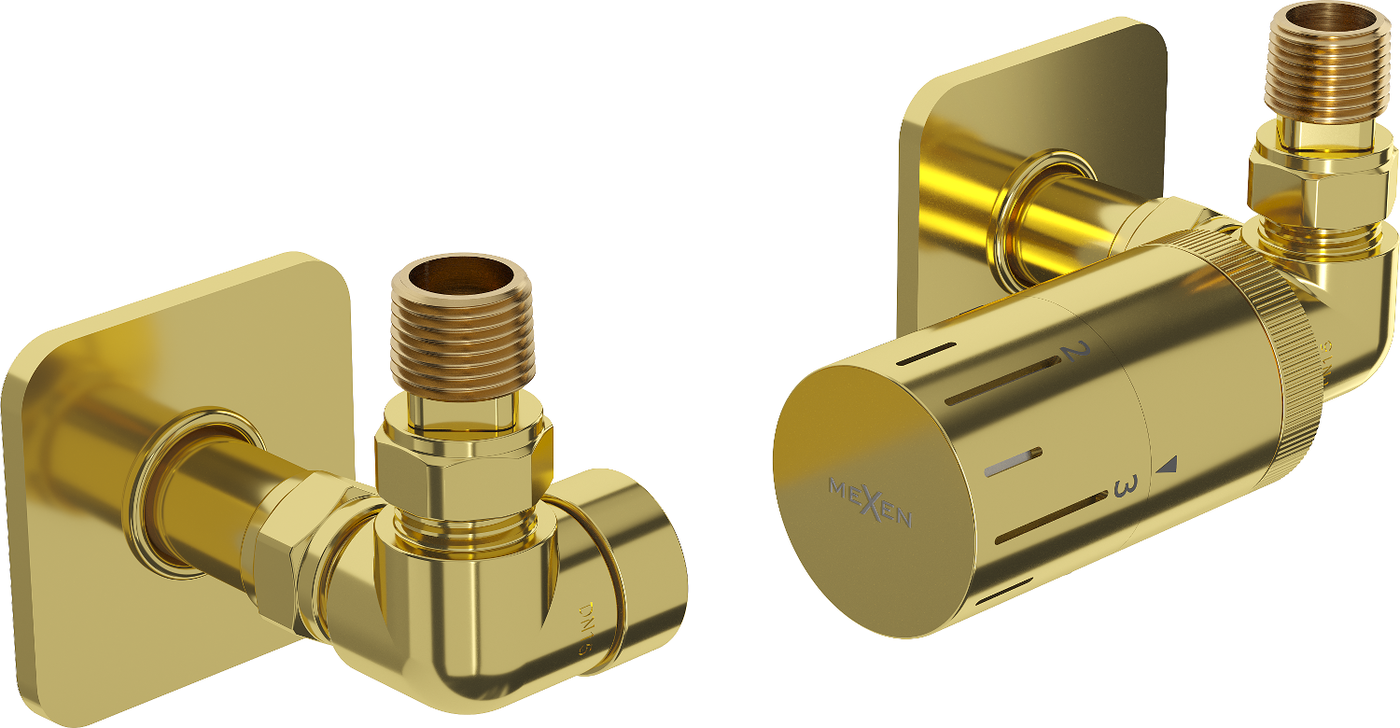 Mexen G05 termostatinis ašinis rinkinys su apdailos žiedu S, auksinis - W903-958-909-50