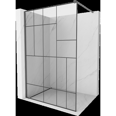 Mexen Kioto dušo siena Walk-in 130 x 200 cm, juodas modelis 8 mm, gun metal - 800-130-101-95-78