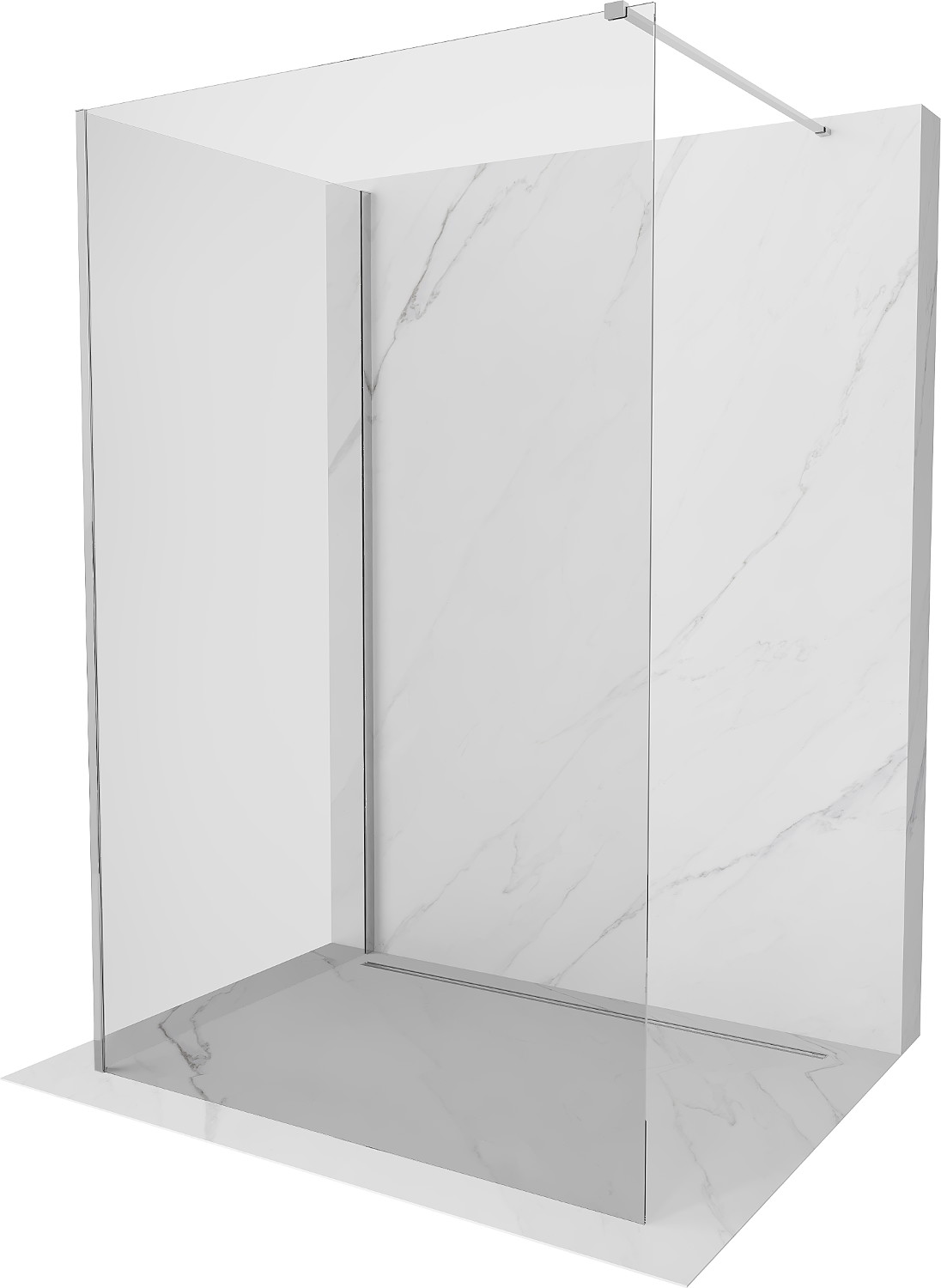 Mexen Kioto dušo pertvara Walk-in 130 x 85 cm, permatoma, chromuota - 800-130-212-01-00-085