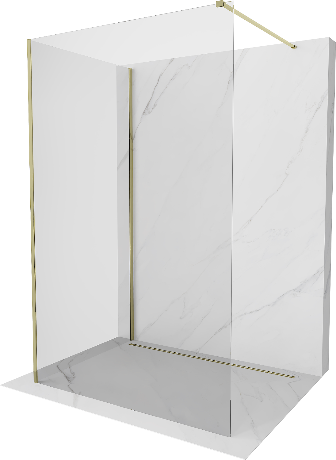 Mexen Kioto dušo siena Walk-in 130 x 85 cm, skaidrus, auksinis - 800-130-212-50-00-085