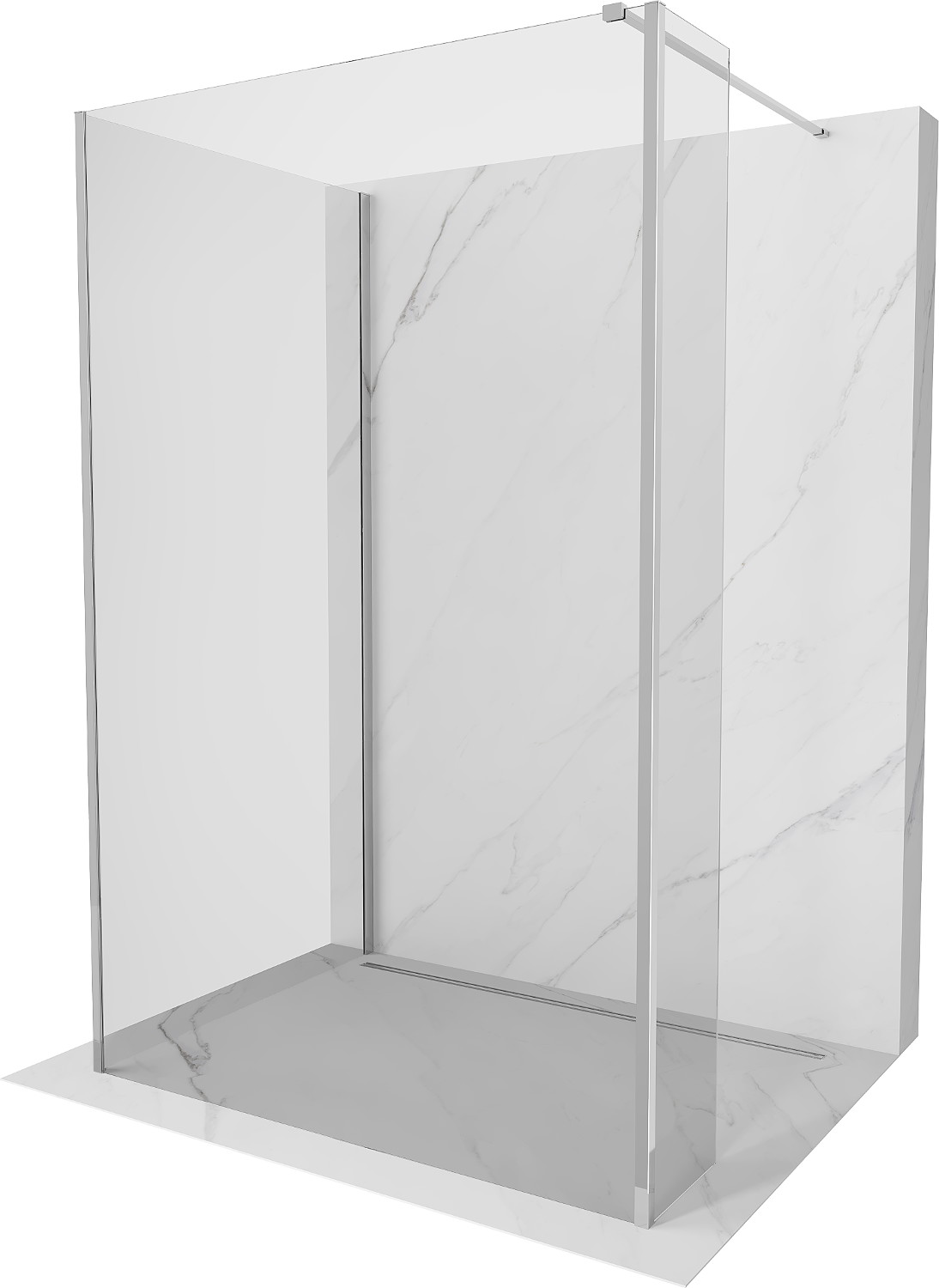 Mexen Kioto Walk-in dušo siena 125 x 90 x 30 cm, skaidrus, chrom - 800-125-090-221-01-00-030