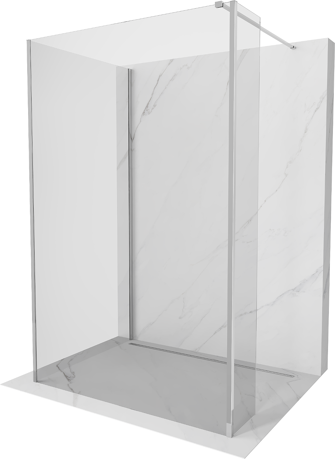 Mexen Kioto Walk-in dušo pertvara 90 x 70 x 40 cm, skaidrus, chrom - 800-090-070-221-01-00-040