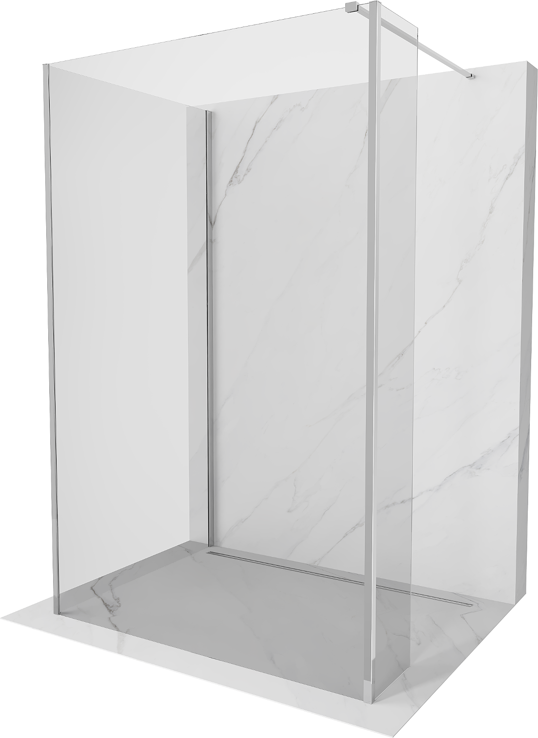 Mexen Kioto walk-in dušo siena 125 x 90 x 40 cm, skaidrus, chrom - 800-125-090-221-01-00-040