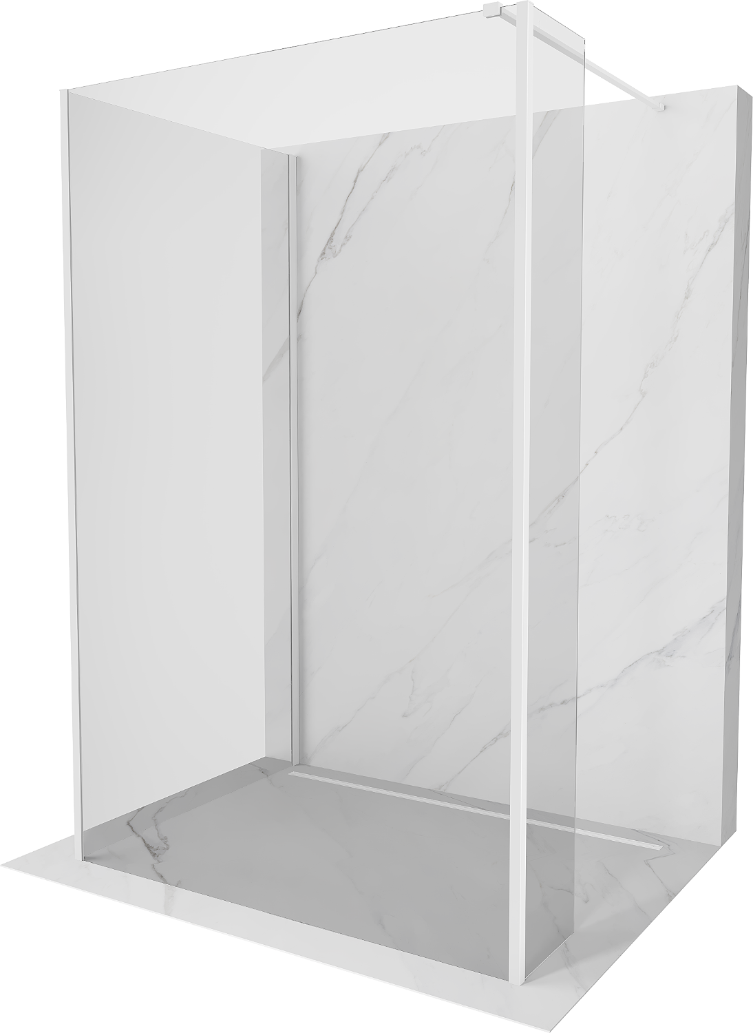 Mexen Kioto walk-in dušo siena 100 x 75 x 30 cm, skaidrus, baltas - 800-100-075-221-20-00-030