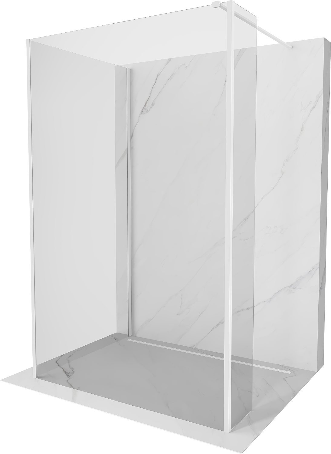 Mexen Kioto Walk-in dušo sienelė 125 x 90 x 30 cm, skaidri, balta - 800-125-090-221-20-00-030