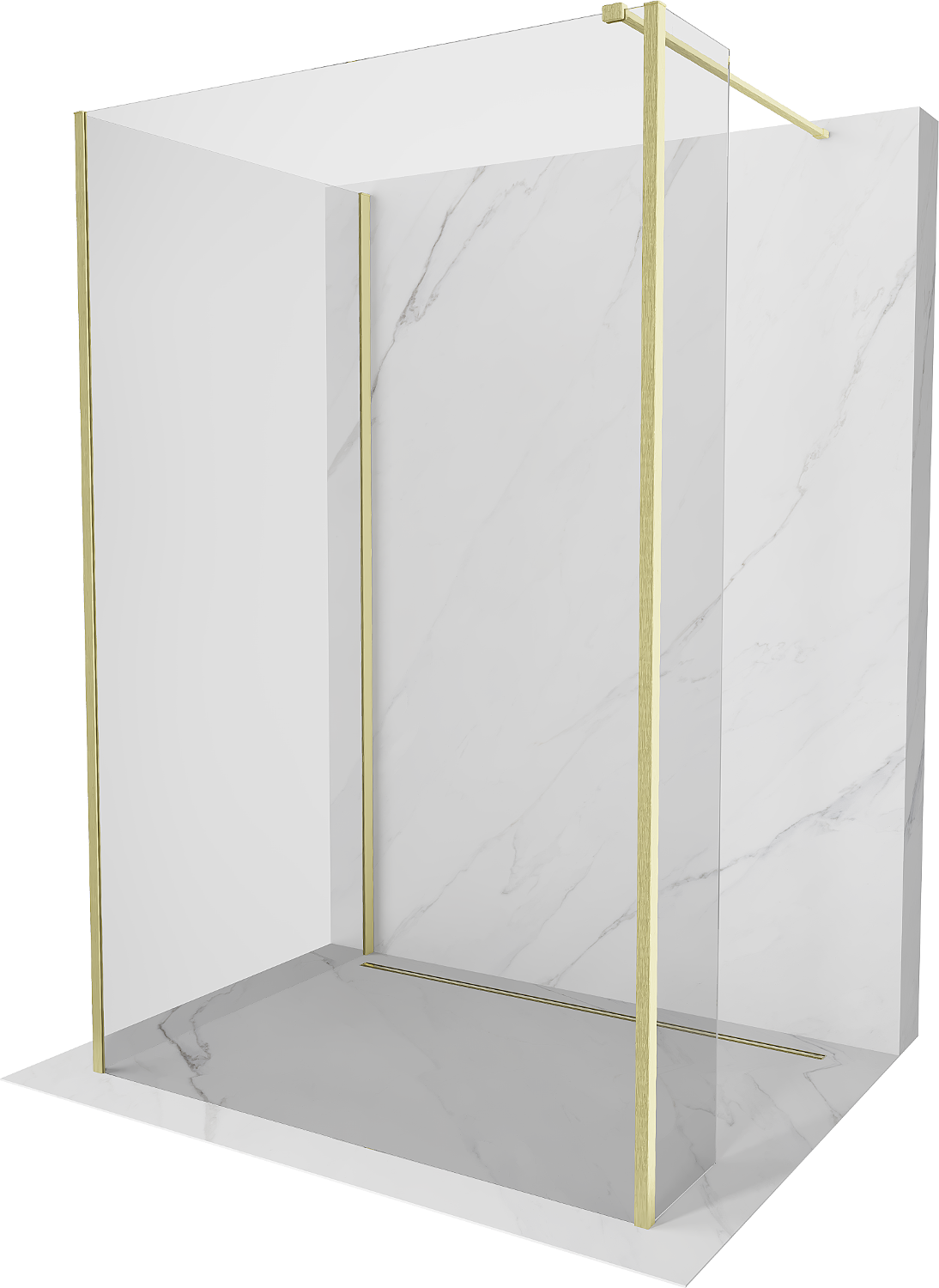 Mexen Kioto walk-in dušo siena 135 x 90 x 30 cm, skaidri, auksinė šlifuota - 800-135-090-221-55-00-030