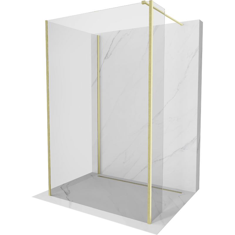 Mexen Kioto dušo siena Walk-in 135 x 110 x 30 cm, skaidrus, šlifuotas auksas - 800-135-110-221-55-00-030