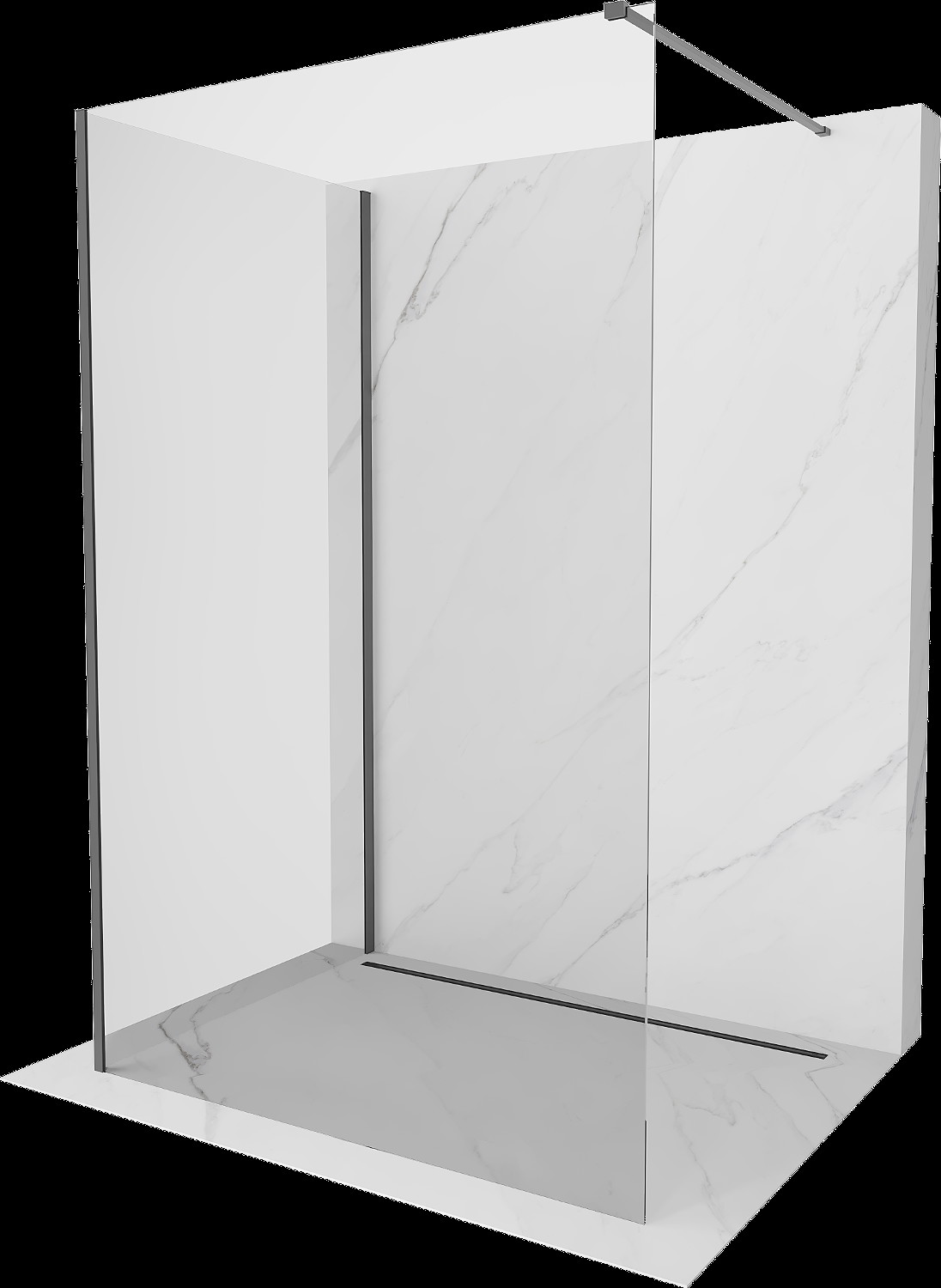 Mexen Kioto dušo siena Walk-in 95 x 90 cm, permatoma, gun metal - 800-095-212-95-00-090