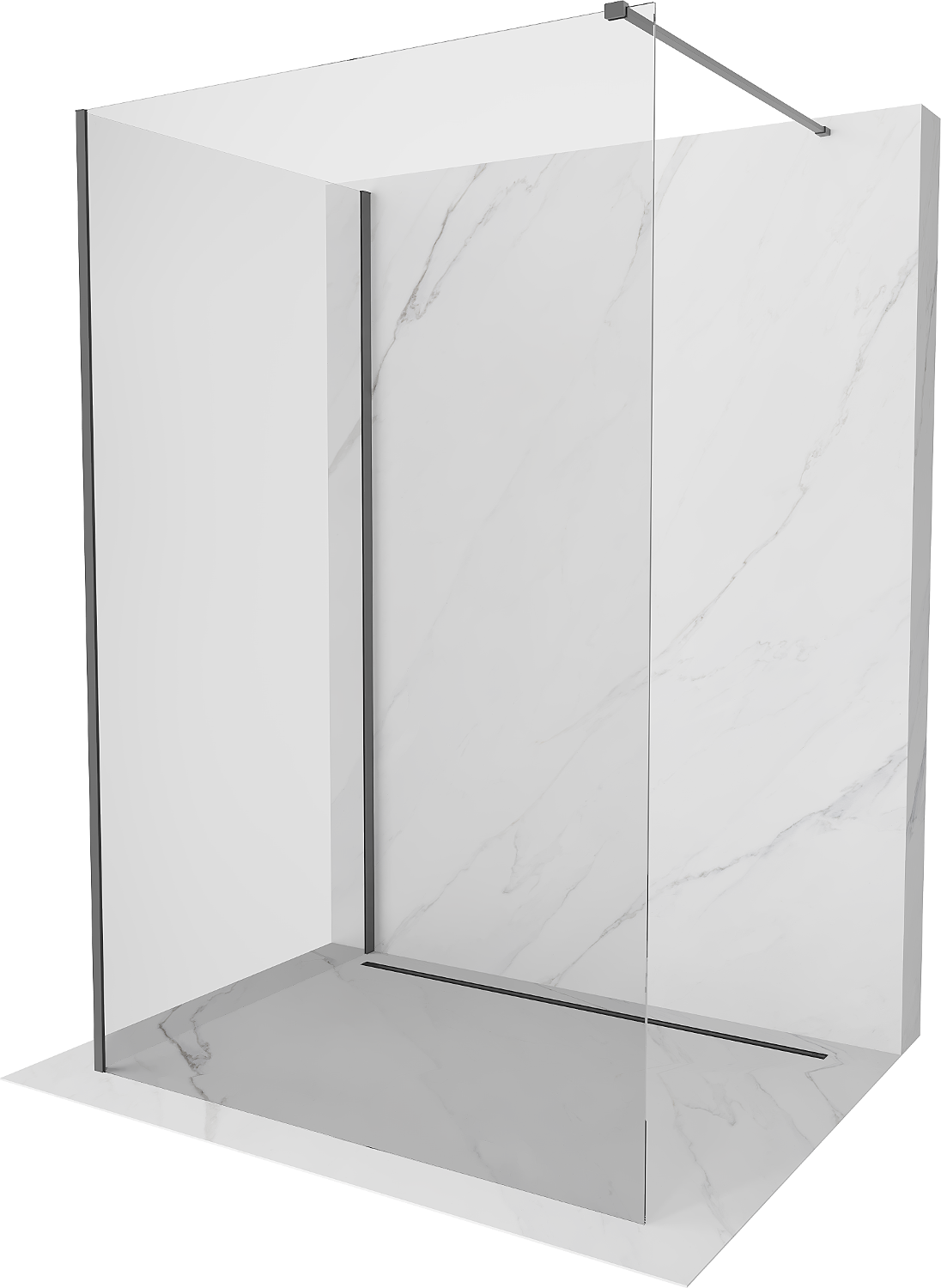 Mexen Kioto Walk-in dušo siena 100 x 95 cm, permatoma, gun metal - 800-100-212-95-00-095