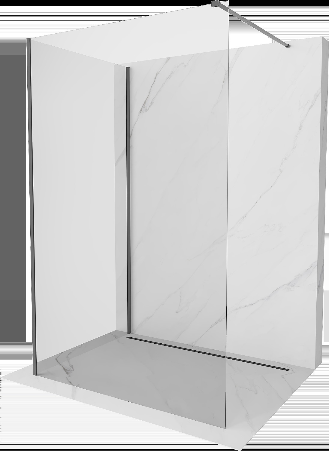 Mexen Kioto Walk-in dušo sienelė 130 x 95 cm, skaidri, gun metal - 800-130-212-95-00-095