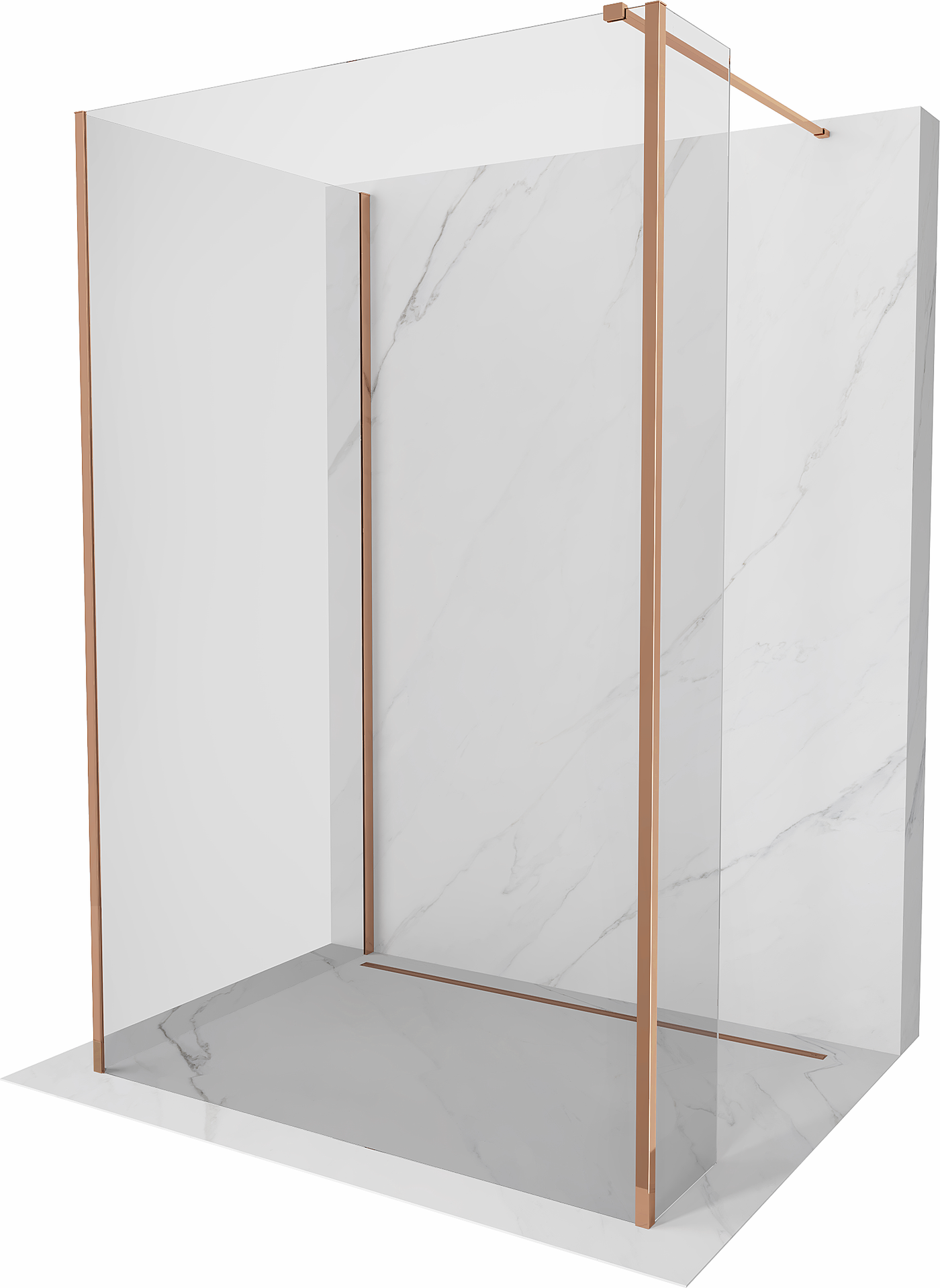 Mexen Kioto Walk-in dušo sienelė 140 x 95 x 30 cm, skaidri, rožinė auksinė - 800-140-095-221-60-00-030