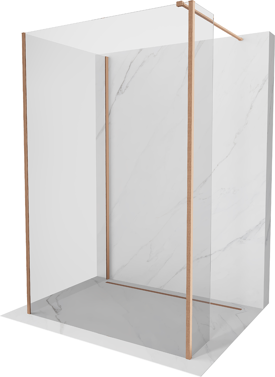 Mexen Kioto Walk-in dušo sienelė 90 x 70 x 30 cm, skaidri, šlifuota vario - 800-090-070-221-65-00-030