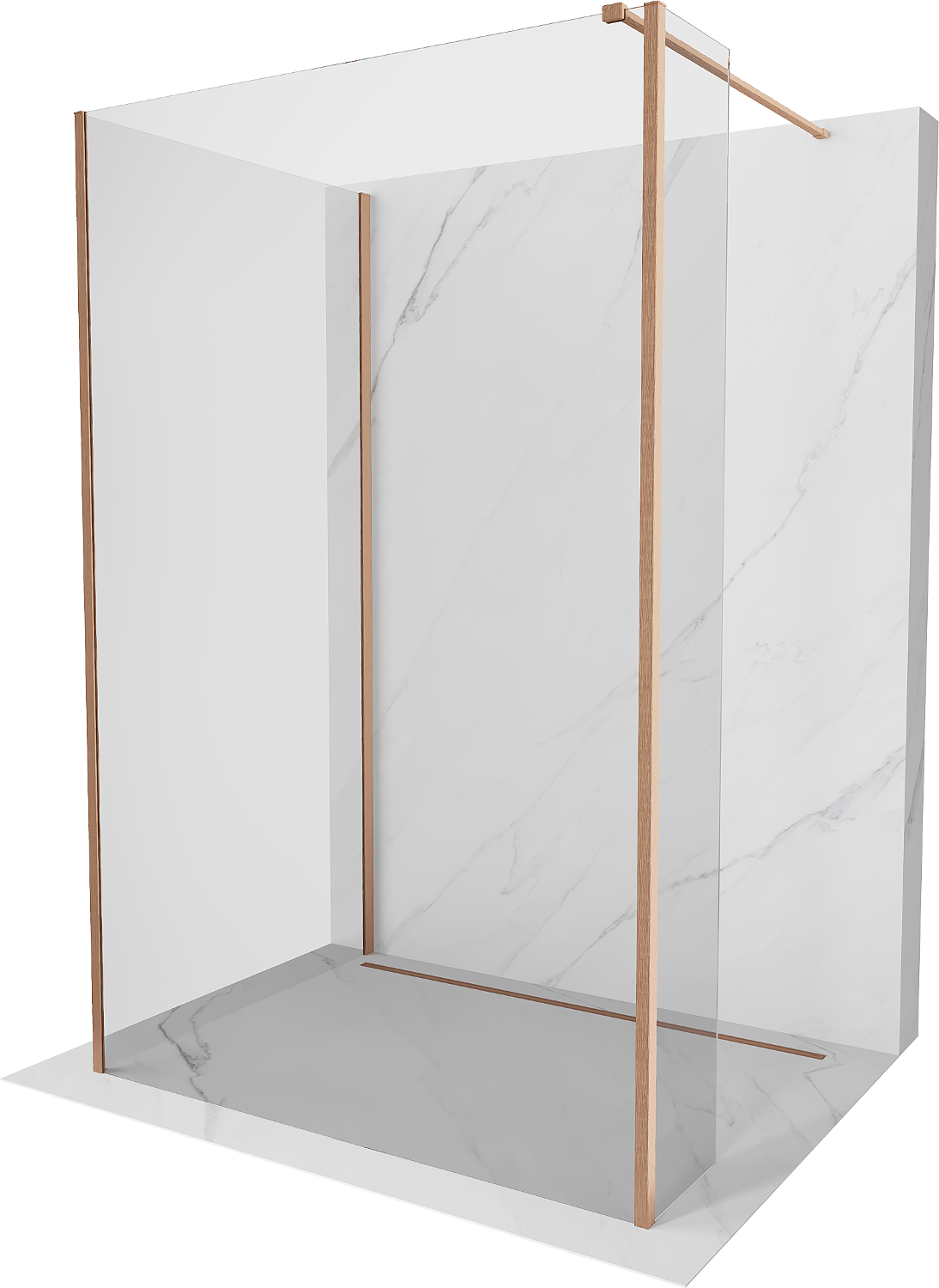 Mexen Kioto walk-in dušo siena 140 x 90 x 30 cm, skaidrus, šepečiu poliruotas varis - 800-140-090-221-65-00-030