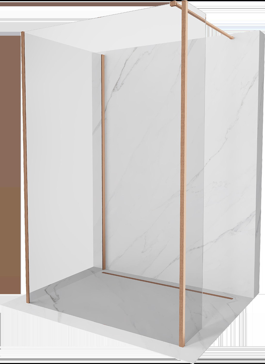 Mexen Kioto walk-in dušo siena 135 x 80 x 40 cm, skaidrus, šlifuota varis - 800-135-080-221-65-00-040