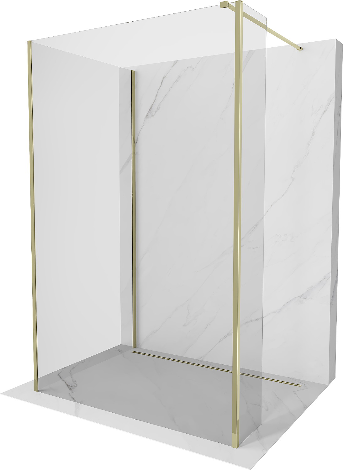 Mexen Kioto walk-in dušo siena 140 x 85 x 30 cm, skaidri, auksinė - 800-140-085-221-50-00-030