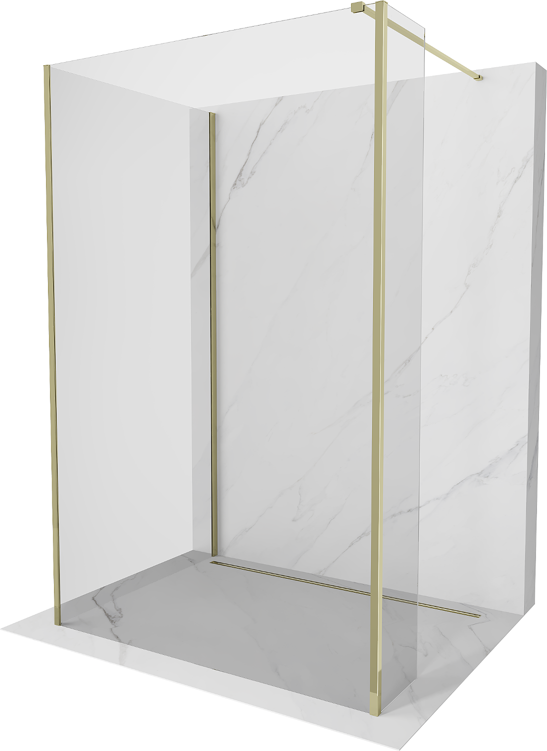 Mexen Kioto Walk-in dušo pertvara 125 x 85 x 40 cm, permatoma, auksinė - 800-125-085-221-50-00-040