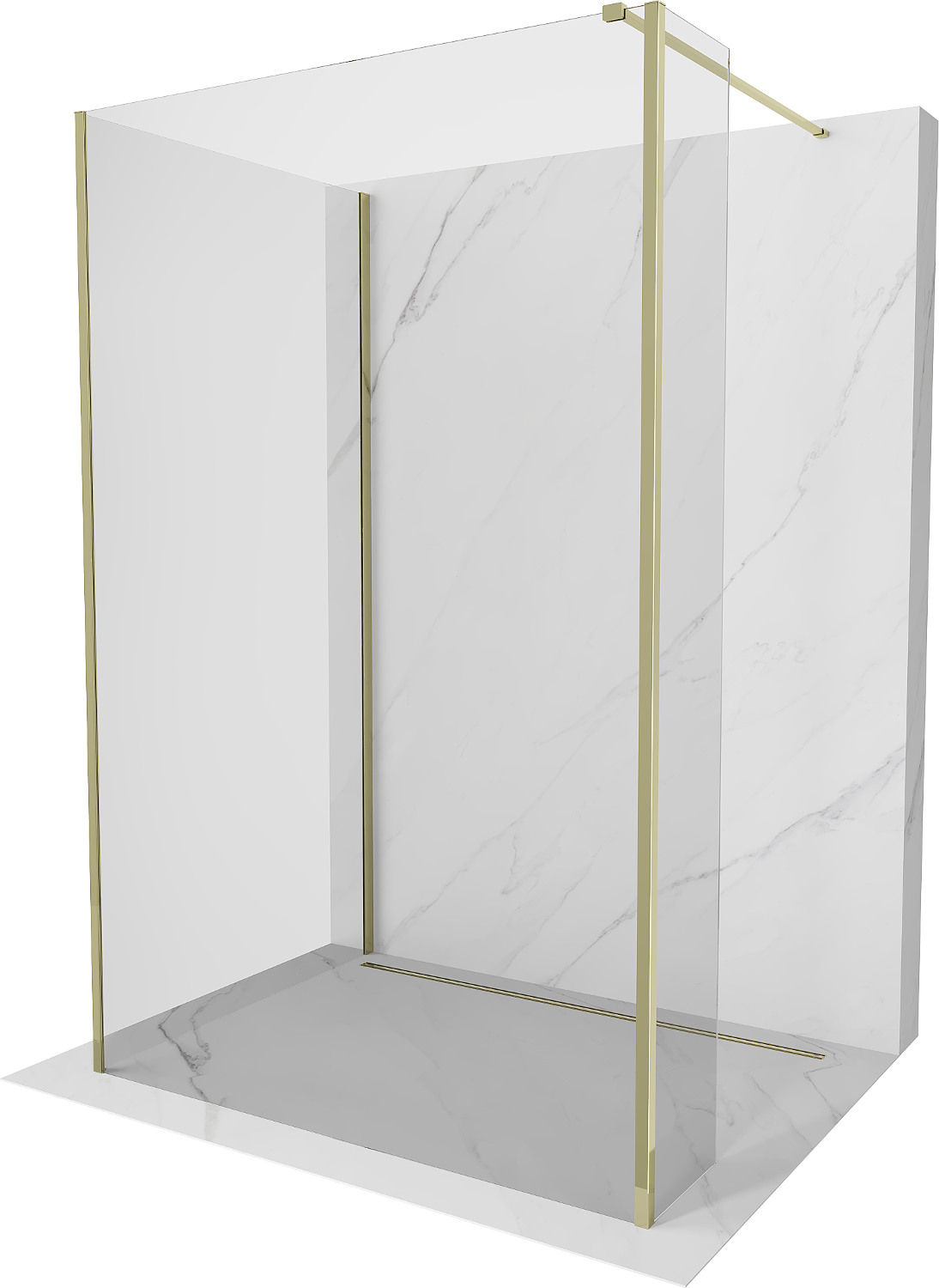 Mexen Kioto Walk-in dušo siena 125 x 95 x 40 cm, skaidrus, auksinis - 800-125-095-221-50-00-040