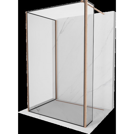 Mexen Kioto dušo atitvara Walk-in 120 x 110 x 30 cm, juodas raštas, šlifuotas varis - 800-120-110-221-65-70-030