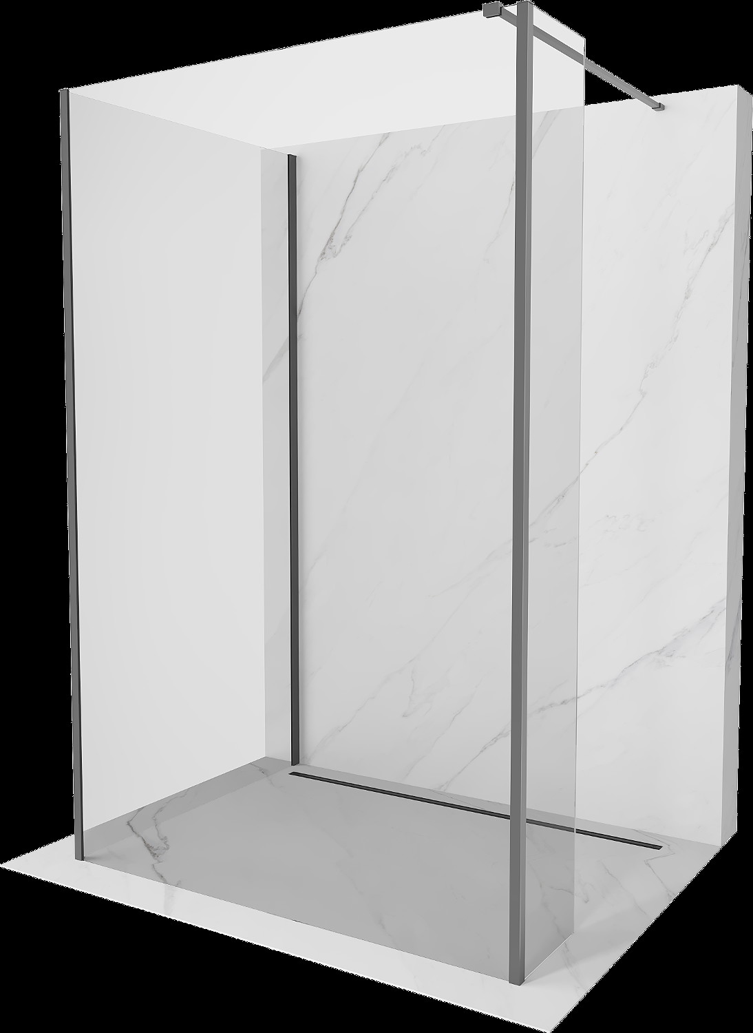 Mexen Kioto walk-in dušo sienelė 120 x 80 x 30 cm, permatoma, gun metal - 800-120-080-221-95-00-030