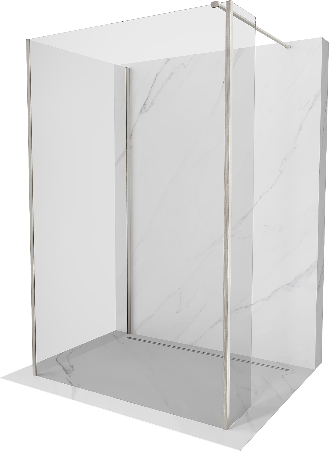 Mexen Kioto dušo stovas Walk-in 120 x 75 x 30 cm, skaidrus, šlifuotas nikelis - 800-120-075-221-97-00-030