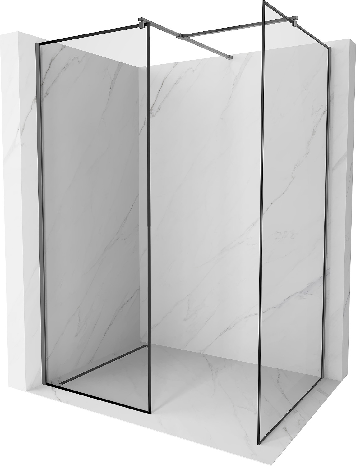 Mexen Kioto dušo siena Walk-in 130 x 80 cm, juodas raštas, gun metal - 800-130-202-95-70-080