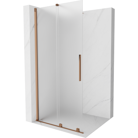 Mexen Velar stiklinė dušo durų sistema Walk-in 85 x 200 cm, matinė 8 mm, rožinė auksinė - 871-085-000-33-60