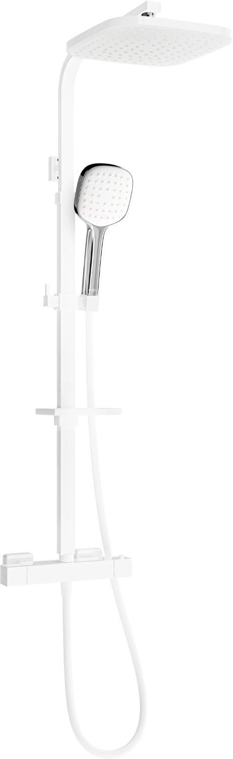 Mexen CQ33 virštinkinio dušo komplektas su lietaus dušo galvute ir termostatiniu maišytuvu, Balta/Chromo - 772503395-21
